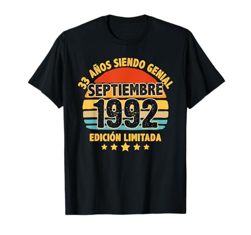 Septiembre 1992 33 Años Hombre Cumpleaños Septiembre 1992 Camiseta