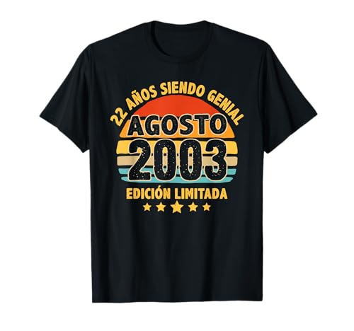 Agosto 2003 22 Años Hombre Cumpleaños Regalo Agosto 2003 Camiseta