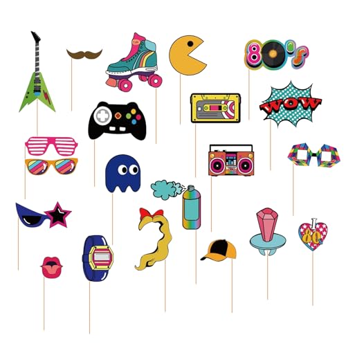 AIBAOBAO 21 Piezas de Accesorios para Fotos de Los Años 80, Temática Retro de Los Años 80...