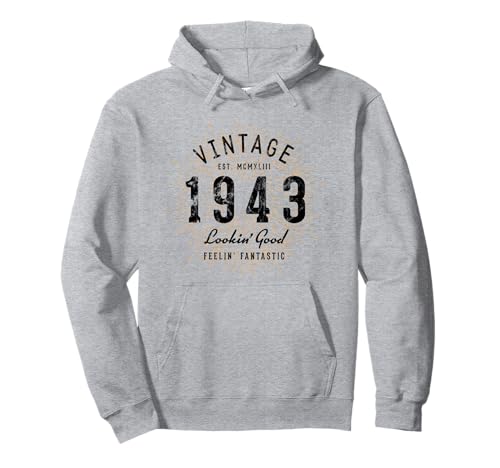 Cumpleaños Vintage 1943 Retro Sudadera con Capucha