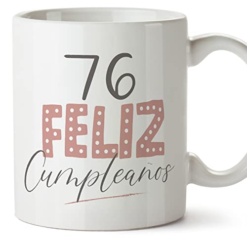 MUGFFINS Tazas 76 Cumpleaños - En Español - ¡Feliz Cumpleaños! Rosa - 11 oz / 330 ml - Regalo...
