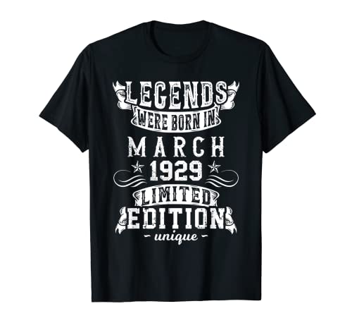 Cumpleaños Marzo 1929 Edición Limitada Regalo March 1929 Camiseta