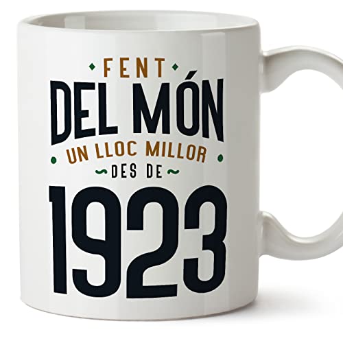 MUGFFINS Tazas 1923 Cumpleaños - En Catalán - Fent del Món un Lloc Millor - 11 oz / 330 ml -...