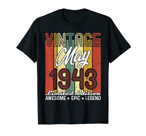 Edición Limitada Mayo 1943 78 Cumpleaños Vintage Camiseta