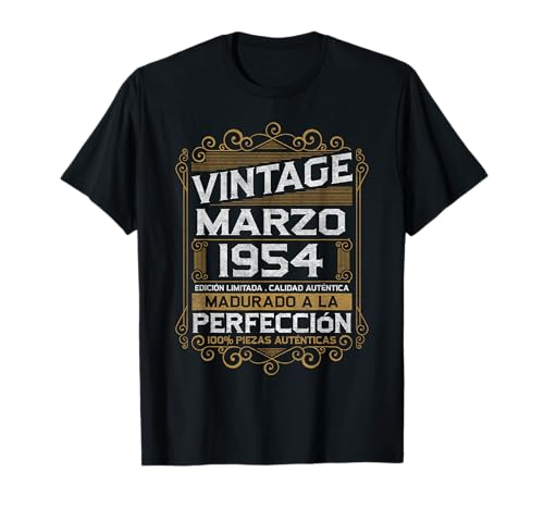 Marzo 1954 Vintage Regalo 72 Años Cumpleaños Hombre Camiseta