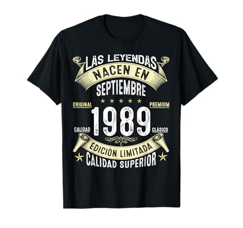 37 Años Cumpleaños Las Leyendas nacen en Septiembre de 1989 Camiseta