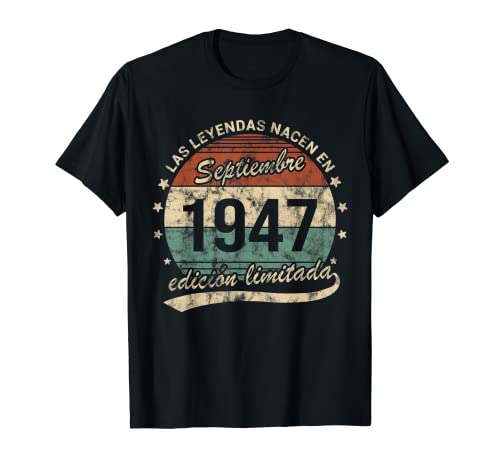 Leyendas Nacen Septiembre 1947 Cumpleaños Retro Camiseta