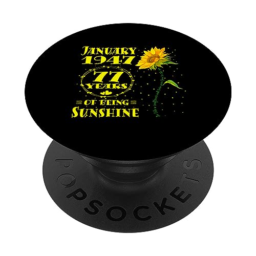77 Cumpleaños 77 Años Amantes del Girasol Nacidos en Enero de 1947 PopSockets PopGrip Intercambiable