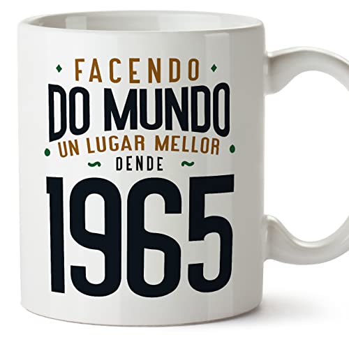 MUGFFINS Tazas 1965 Cumpleaños - En Gallego - Facendo do Mundo un Lugar Mellor - 11 oz / 330 ml -...