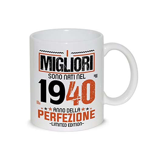 Taza de desayuno con leche de té con diseño gráfico - Los mejores nacen en 1940 año de la...