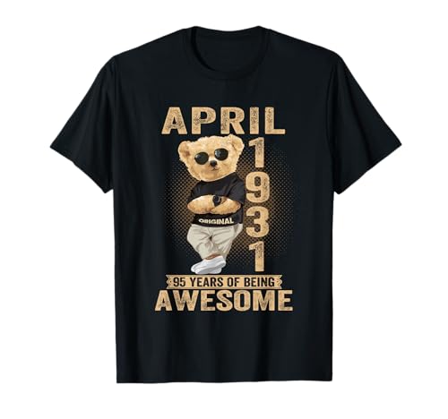 Abril de 1931 95 cumpleaños 2026 Oso de Peluche para Mujer 95 años Camiseta