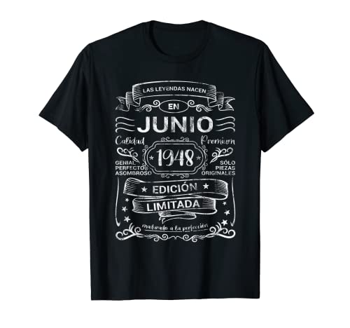 Las Leyendas Nacen Junio 1948 Cumpleaños Hombre Mujer Camiseta