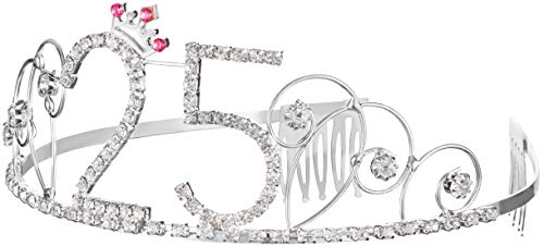 Corona para el pelo 25 cumpleaños Happy Birthday Crystal Rhinestone Crown Ornaments Wedding Hair...