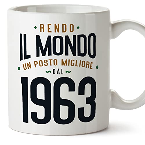 MUGFFINS Tazas 1963 Cumpleaños - En Italiano - Rendo il Mondo un Posto Migliore - 11 oz / 330 ml -...