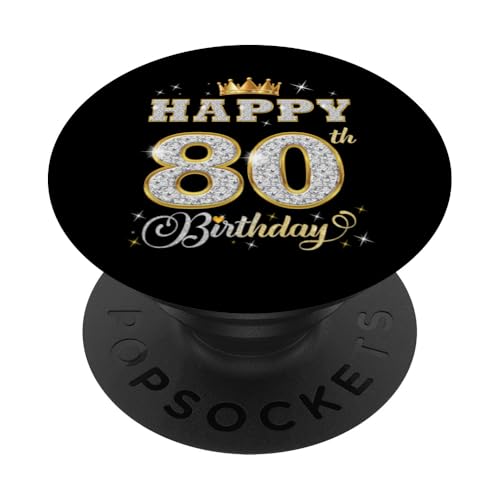Feliz 80 cumpleaños 80 años Mujeres Hombres Fiesta de cumpleaños PopSockets PopGrip Adhesivo