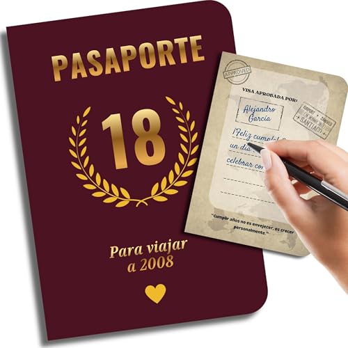 EQUIK PRODUCTS Tarjeta para 18 años | Pasaporte libro de firmas para hombre y mujer | Libro de...