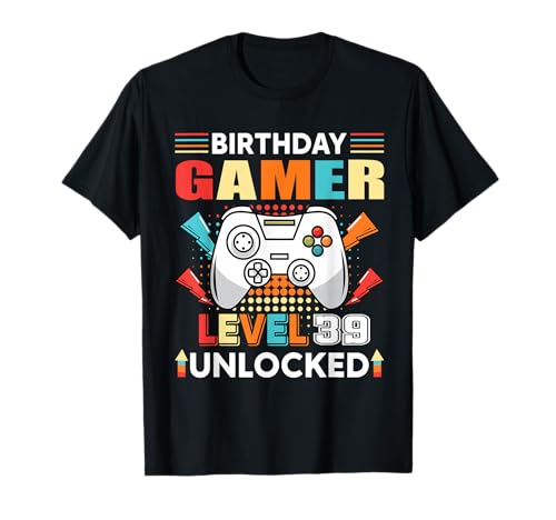 Gamer Level 39 Desbloqueado 39 Cumpleaños Gamer Gaming 39 Años Camiseta