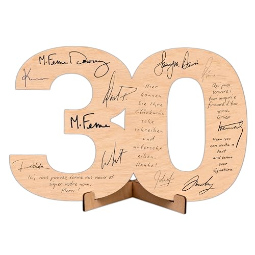 CUBIBOO ART Número 30 Aniversario de Madera con Soporte - Regalo 30 Años Mujer - Regalos para...