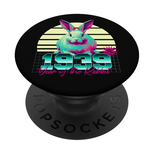 1939 Año del Conejo Cumpleaños 80 Retro Chinese Zodiac PopSockets PopGrip Adhesivo