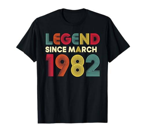 Leyenda Marzo 1982 44 Cumpleaños Hombres Mujeres 44 Años Camiseta