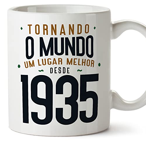 MUGFFINS Tazas 1935 Cumpleaños - En Portugués - Tornando o Mundo um Lugar Melhor - 11 oz / 330 ml...