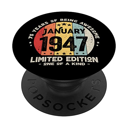 Regalo 75 años Cumpleaños Hombre Mujer - Enero 1947 PopSockets PopGrip Intercambiable