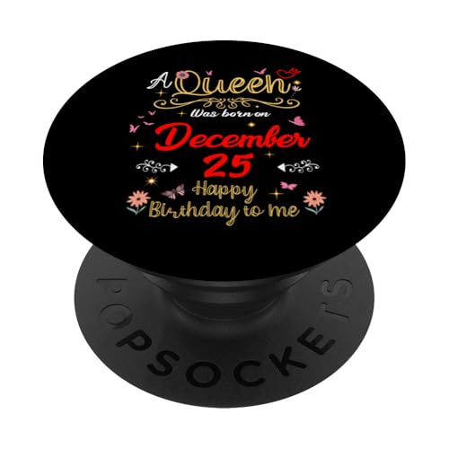 Una Reina nació el 25 de diciembre 25 de diciembre Cumpleaños PopSockets PopGrip Adhesivo
