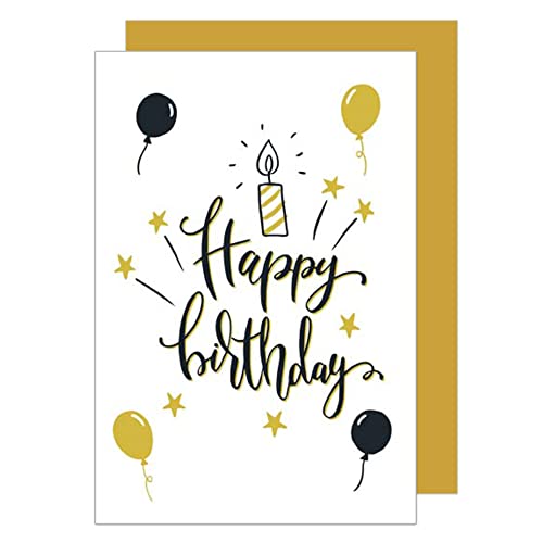 Edition Seidel tarjeta de cumpleaños de primera calidad con repujado en oro fino y sobre - tarjeta de felicitación de cumpleaños para hombres y mujeres (G3046 SW022)