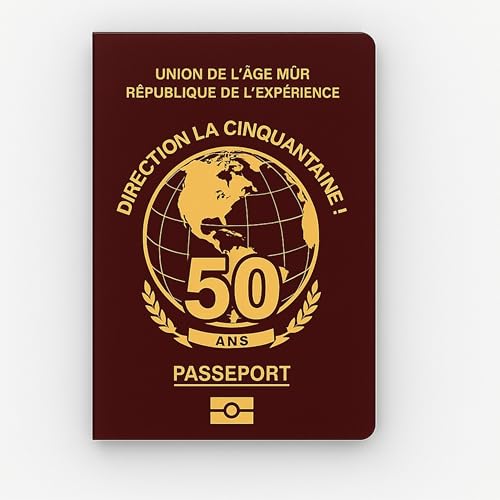 Tarjeta de cumpleaños de 50 años, pasaporte de cumpleaños, libro de visitas, humor para...