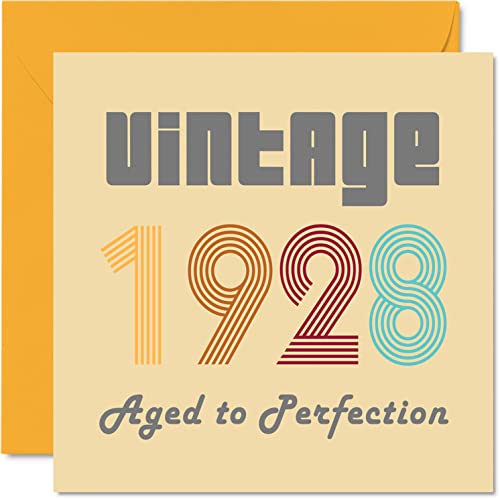 Tarjetas de cumpleaños 96 para hombres y mujeres, vintage de 1928 envejecidas a la perfección,...