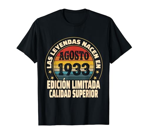 Edición Limitada Agosto 1933 - Cumpleaños 91 Años Camiseta