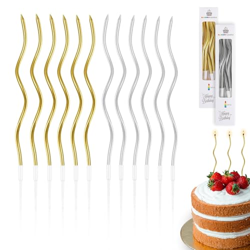 48 Velas Cumpleaños Originales | 24 Color Oro Metalizado y 24 Plateadas | Vela de Cumpleaños...