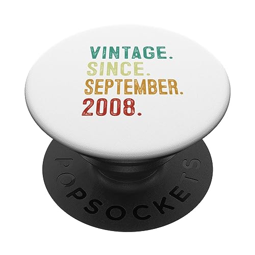 15 cumpleaños vintage desde septiembre de 2008 15 años PopSockets PopGrip Intercambiable