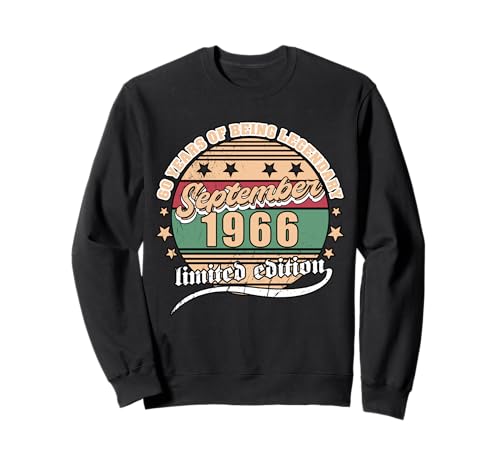 60 cumpleaños Septiembre 1966 Vendimia 60 Años Legendary Sudadera