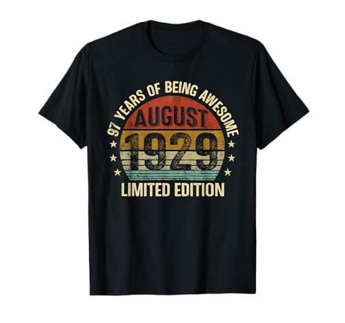 Agosto Cumpleaños EST 1929 Edición Limitada Vintage 97th Camiseta