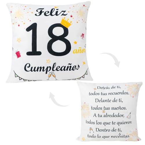 Seutgjie Regalos 18 Cumpleaños Funda de Cojín para 18 Años Mujer Hombre para Esposa Esposo Novia...
