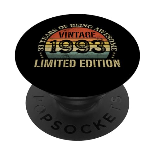 Vintage 1993 Edición Limitada 33 Cumpleaños 33 Años PopSockets PopGrip Adhesivo