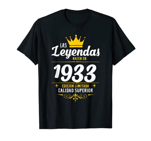 Leyendas 1933 Años Cumpleaños Hombre Mujer Nacen En 1933 Camiseta