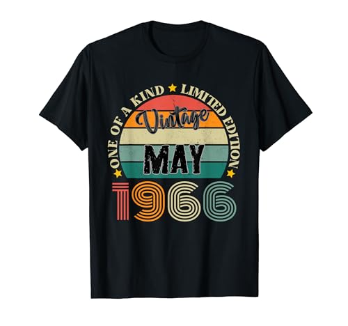 58 Años Vintage Mayo 1966 58 Cumpleaños Retro Camiseta
