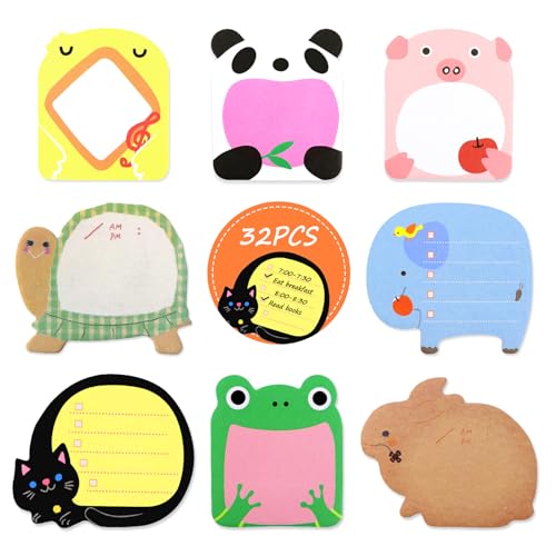 Qufiiry 32 Piezas Notas Adhesivas de Animales, 640 Hojas Notas Autoadhesivas, Notas Adhesivas con...