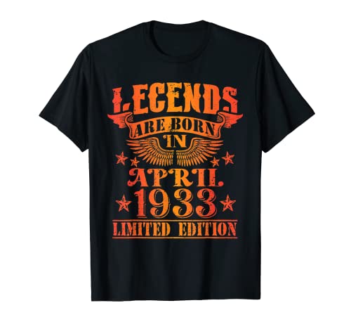 Cumpleaños Abril 1933 Edición Limitada Regalo April Legend Camiseta