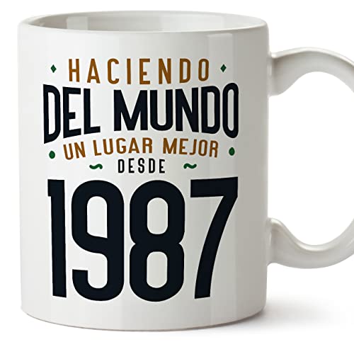 MUGFFINS Tazas 1987 Cumpleaños - En Español - Haciendo del Mundo un Lugar Mejor - 11 oz / 330 ml -...