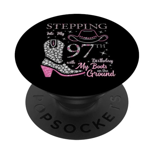 Entrando en mi 97 cumpleaños con mis Botas en el Suelo PopSockets PopGrip Adhesivo