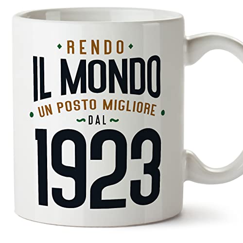 MUGFFINS Tazas 1923 Cumpleaños - En Italiano - Rendo il Mondo un Posto Migliore - 11 oz / 330 ml -...