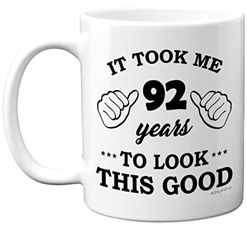 Stuff4 Regalos de cumpleaños 92 para hombres y mujeres, taza de cumpleaños para niños de 92...