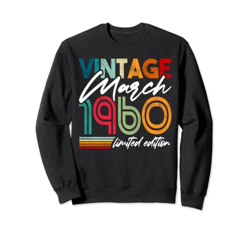 Inscripción de colores retro de cumpleaños de marzo de 1960 Sudadera