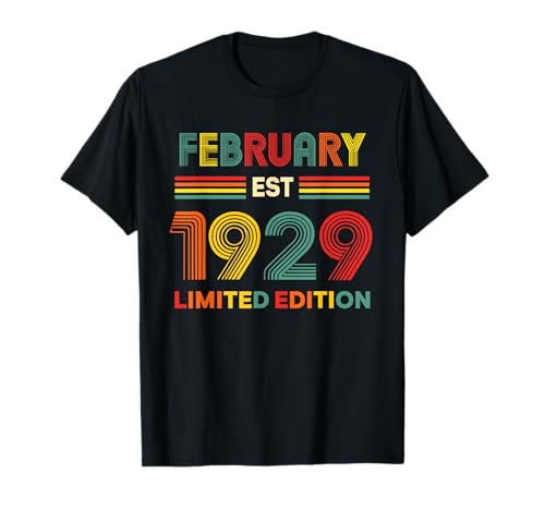 Febrero EST 1929 Cumpleaños Edición Limitada 97-Year-Old 97th Camiseta