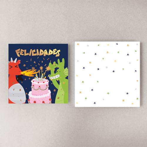 Forletter - Tarjeta de Felicitación, 15 x 15 cm, Dinosaurios