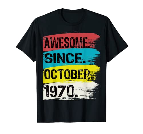 Impresionante desde octubre de 1970 Chica Escorpio Libra King Cumpleaños Camiseta
