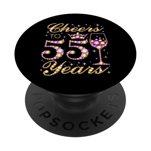 Saludos a la Fiesta de cumpleaños número 55 de la Reina de 55 años PopSockets PopGrip Adhesivo